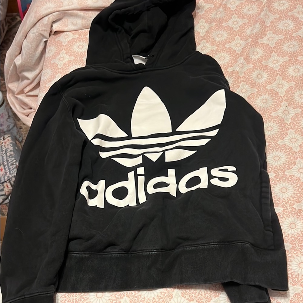 Adidas Black and White Trefoil Hoodie
